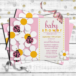 Ladybugs and Daisies Baby Shower Invitaciones