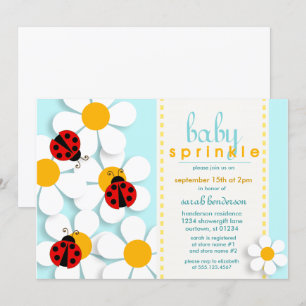 Ladybugs and Daisies Baby Sprinkle Invitaciones