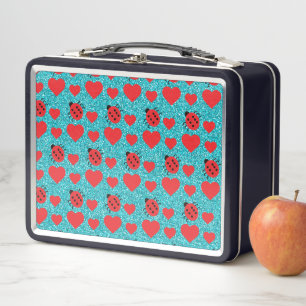 Ladybugs Lucky Insect Red Hearts Black Polka Dots