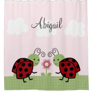 Ladybugs y Chicas de flores cortina de ducha infan