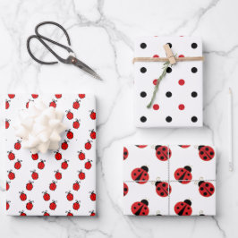 Ladybugs y puntos de polka diseñan papel de envolv