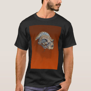 Lagarto de cocodrilo en una camiseta del cráneo
