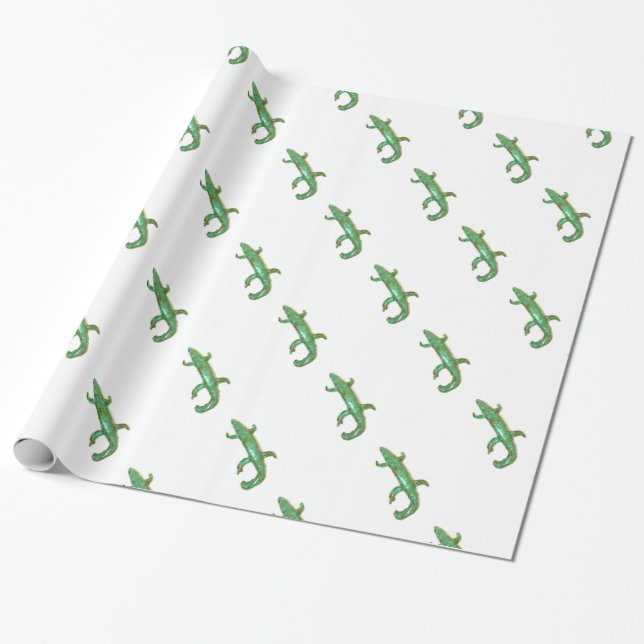 lagartos verdes sobre papel blanco (Desenrollado)
