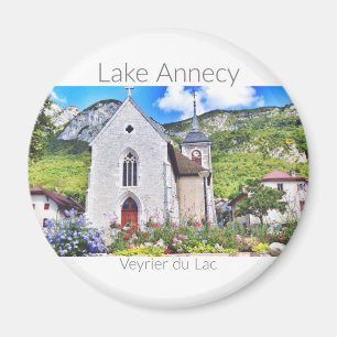 Lago Annecy - Veyrier, imán redondo de