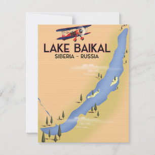 Lago Baikal Siberia cartel de viaje ruso Mapa