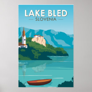 Lago Bled Eslovenia Viaje Arte de Viajes Retro Vin