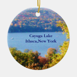 LAGO CAYUGA, ITHACA, ornamento N.Y.