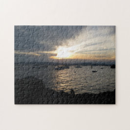 Lago Champlain en el rompecabezas del atardecer