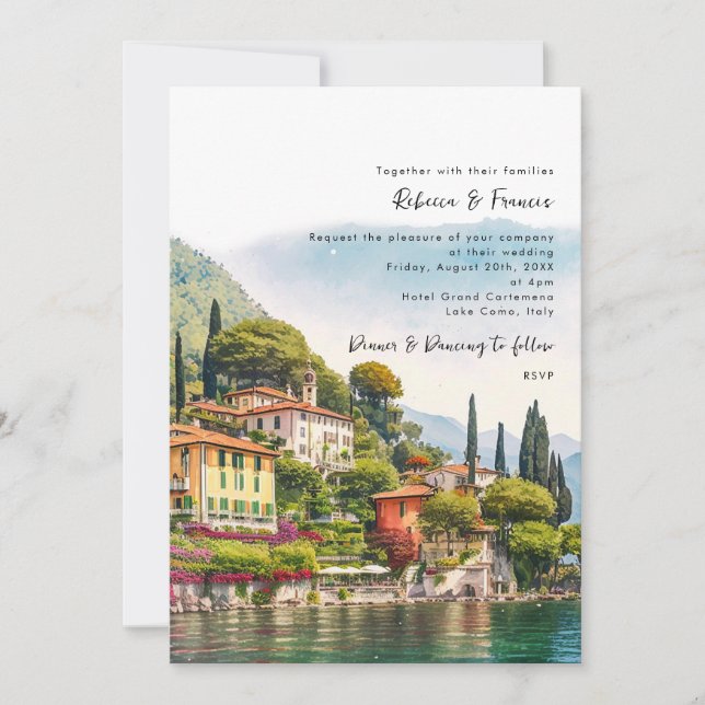 Lago Como, invitación a bodas pintorescas en Itali (Anverso)
