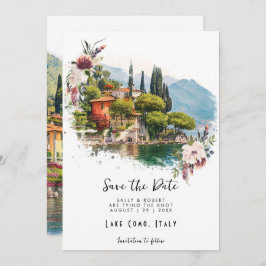 Lago Como Italia floral salvar la tarjeta de fecha