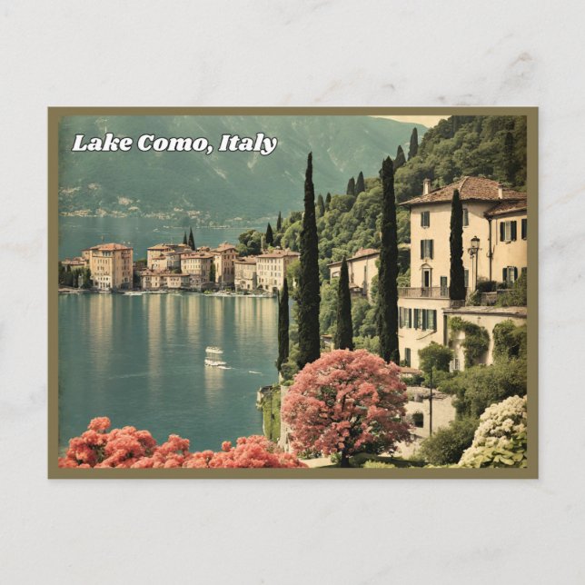 Lago Como, postal italiana de época (Anverso)