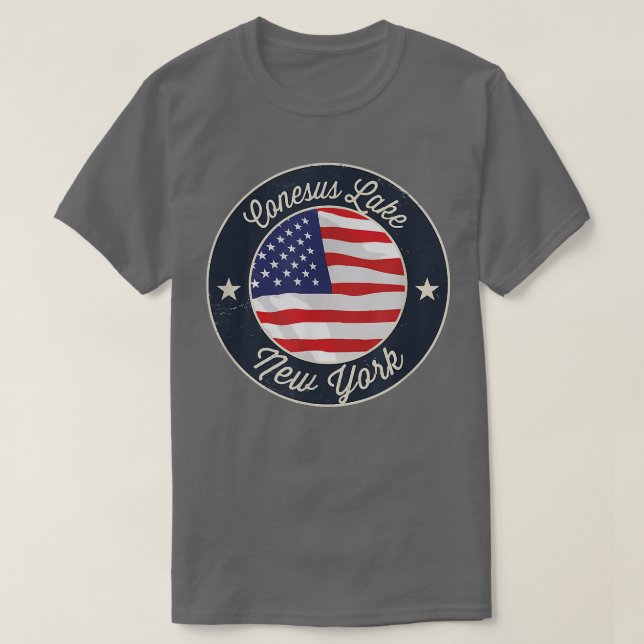 Lago Conesus - Camiseta Patriótica New York Souven (Diseño del anverso)