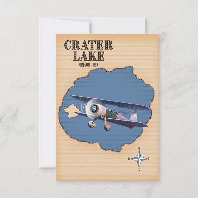 Lago Crater Oregon EE. UU. mapa antiguo (Anverso)