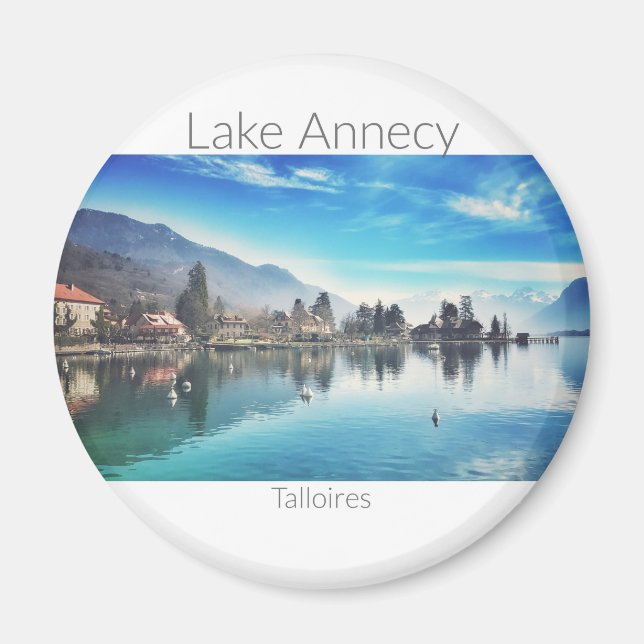 Lago de Annecy - Talloires, imán redondo de Alta S (Frente)