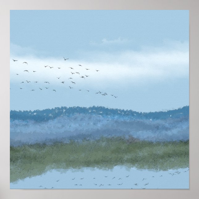 lago de arte digital original y montañas 2 de 2 (Frente)