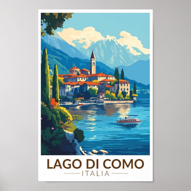 Lago de Como Italia Lombardia Viaje Arte Vintage (Frente)