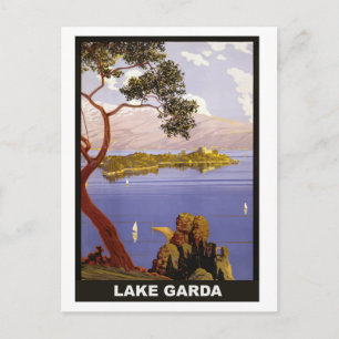 Lago de Garda, Italia, postal vintage de viaje