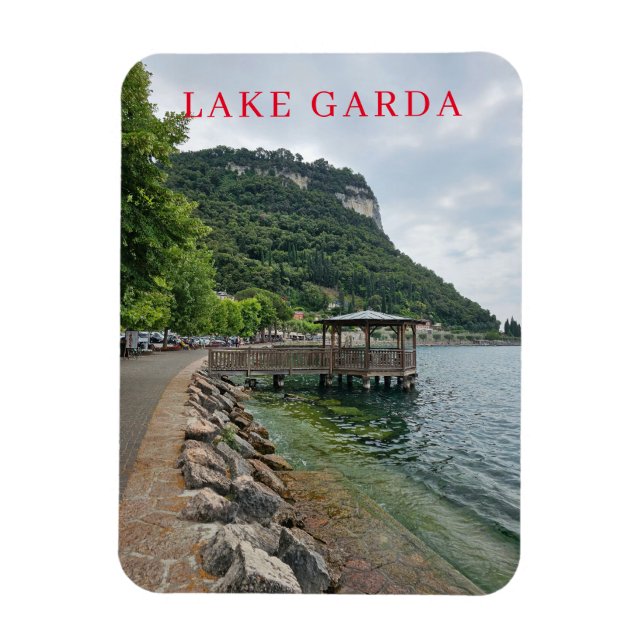 Lago de Garda muelle de madera con imán de nevera (Vertical)