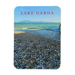 Lago de Garda pebble playa vista imán de nevera
