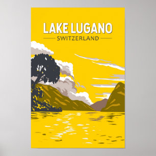 Lago de Lugano Suiza Viajes Arte Vintage