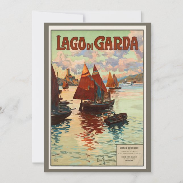 Lago di Garda, Lago Garda, Italia Viajes Vintage,  (Anverso)