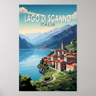Lago di Scanno Italia Arte de Viaje Vintage