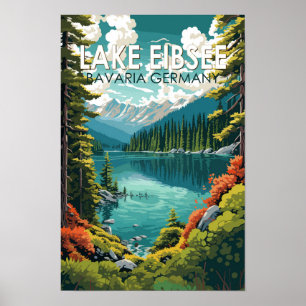 Lago Eibsee Alemania Viaje Arte Vintage