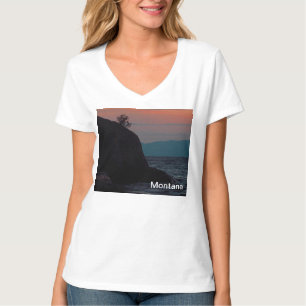 Lago Flathead Sunset en la camiseta de Montana Lad