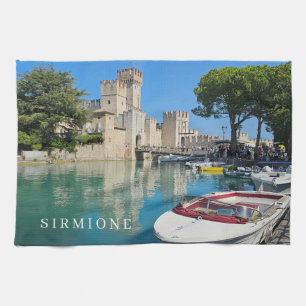 Lago Garda Sirmione Castle ver la toalla de té