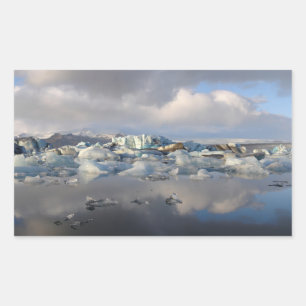 Lago glaciar Jokulsarlon pegatina rectangular de I