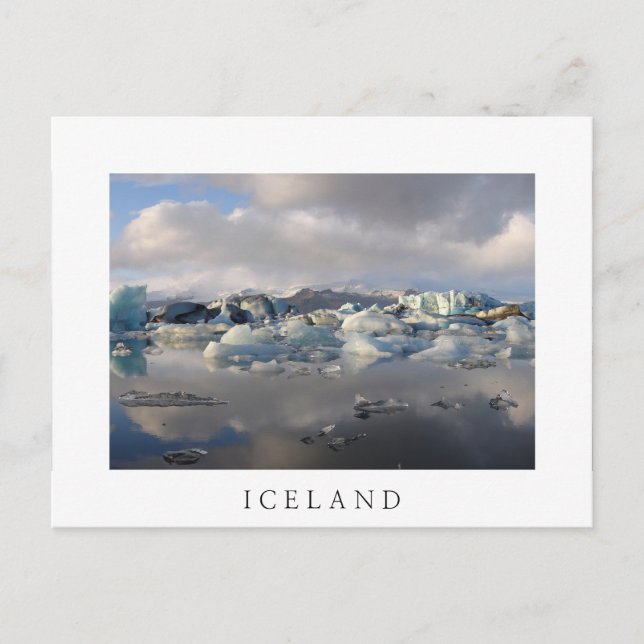 Lago glaciar Jokulsarlon, postal blanca islandesa (Anverso)