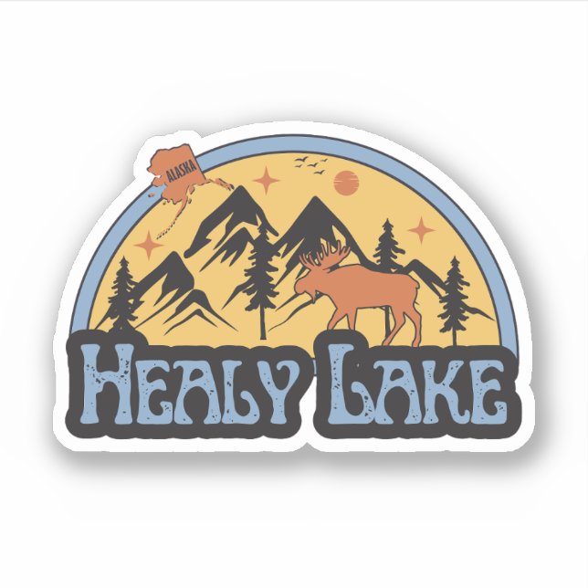 Lago Healy, Alaska Pegatina (Anverso)