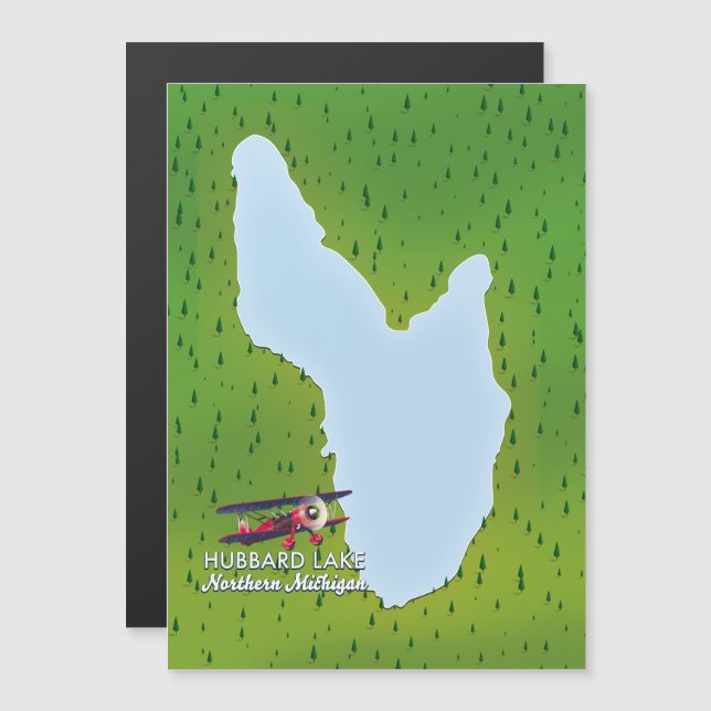 Lago Hubbard Mapa del lago del norte de Michigan (Anverso/Reverso)