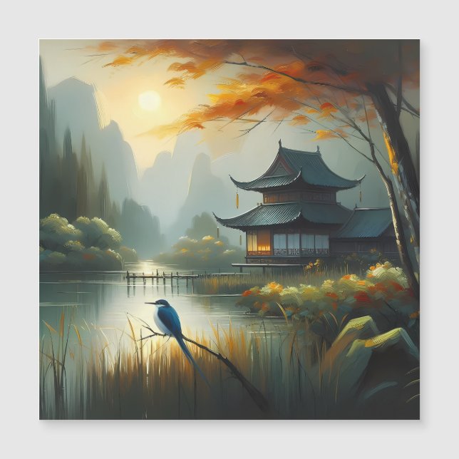 Lago Japón Pájaro 1 - Lienzo (Anverso)