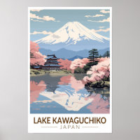 Lago Kawaguchiko Japón Viaje Arte Vintage