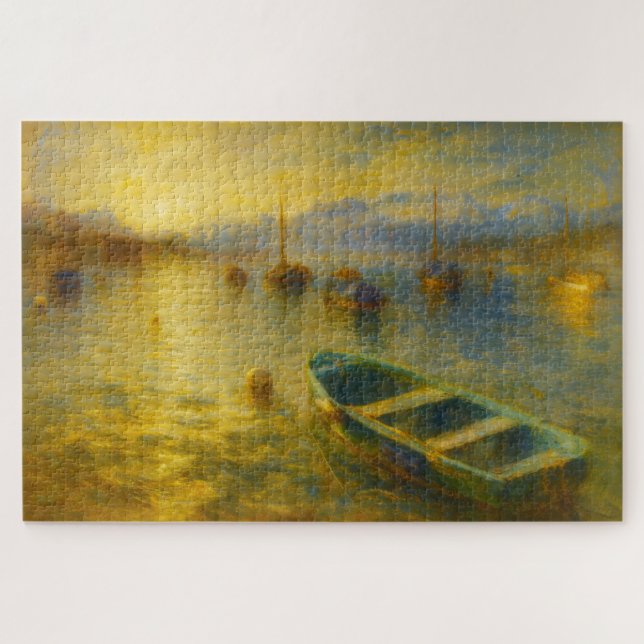 Lago Lucerna Suiza Barcos Dorados Rompecabezas Art (Horizontal)