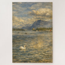 Lago Lucerna Suiza Cisne & Alpes Rompecabezas Artí