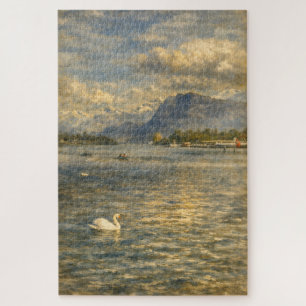 Lago Lucerna Suiza Cisne & Alpes Rompecabezas Artí