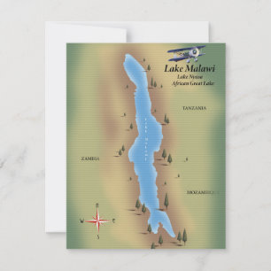 Lago Malawi, cartel de viaje impresión mapa