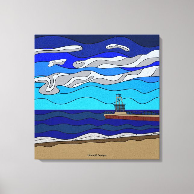 Lago Michigan - Impresión de lienzo (24"x24") (Anverso)