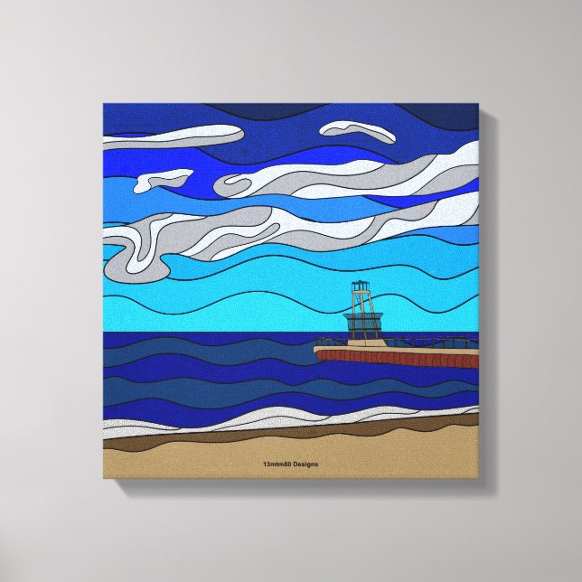 Lago Michigan - Impresión en lienzo (14"x14") (Anverso)