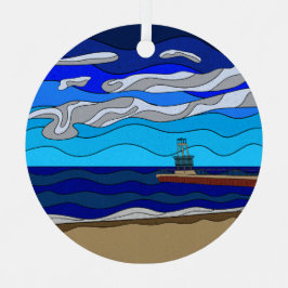Lago Michigan - Ornamento Metalizado (círculo)