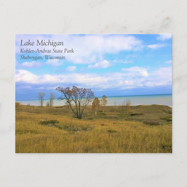 Lago Michigan, Sheboygan, postal de Wisconsin (Anverso)
