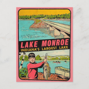 Lago Monroe Indiana  Postal Vintage de Viaje