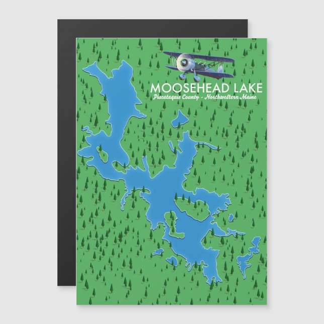 Lago Moosehead, mapa del condado de Piscataquis (Anverso/Reverso)