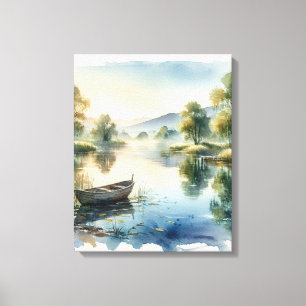 Lago Sereno de Acuarela con Arte de Lona de Barco