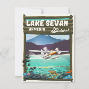 Lago Sevan Armenia cartel de viaje estilo vintage