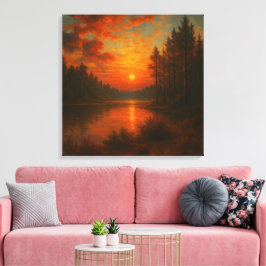 Lago Sunset - Tranquila Pared Art, Decoración de l