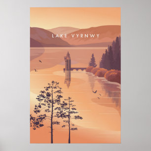Lago Vyrnwy Powys Gales Póster de viaje