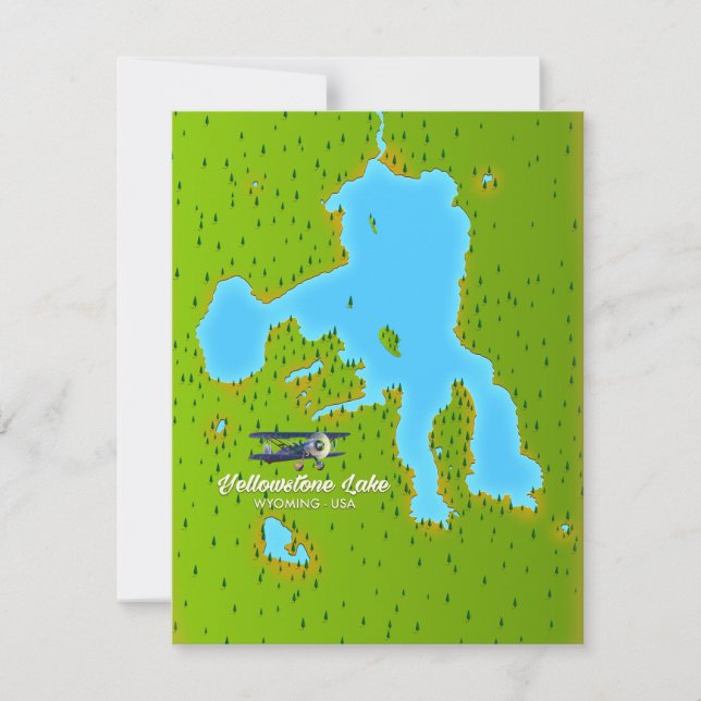Lago Yellowstone, Mapa Wyoming (Anverso)